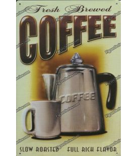 plaque fresh brewed coffee en metal