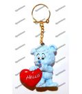 Schleich keychain figurine BEAR blue heart HELLO love