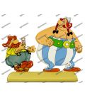 OBELIX and PETISUIX figurine in ASTERIX lead at HELVETES
