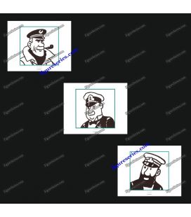 Triptych of 3 ex libris TINTIN the Navigator Commanders