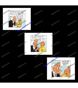 Triptych of 3 ex libris TINTIN the Mysterious Star