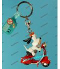 Keychain figure DROOPY in red VESPA scooter by Demons and Wonders