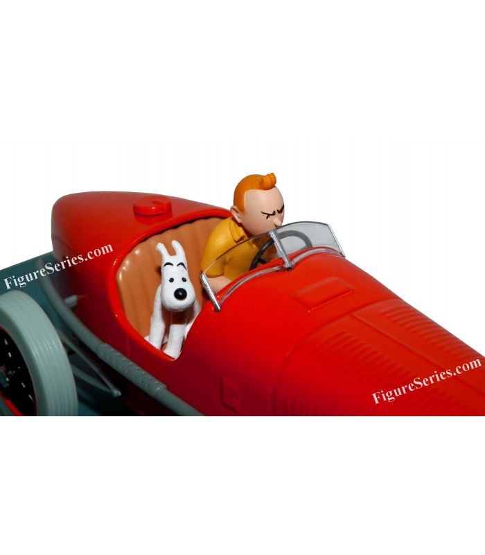 TINTIN voiture de course bolide rouge cigares du pharaon auto struppi snowy  figure figurine