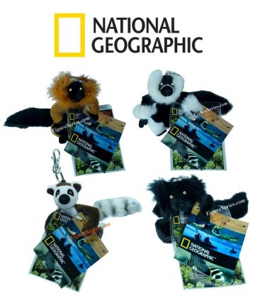 Lot 4 porte-clés NATIONAL GEOGRAPHIC peluche lemurien