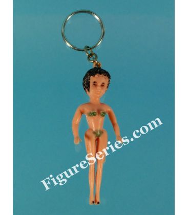 Keychain PIN UP of the 50s figurine brown woman in swimsuit
