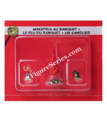 The VILLAGE of ASTERIX lead figurine MAESTRIA and fire of the banquet n° 24 PLASTOY ATLAS