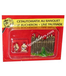 Le VILLAGE d ASTERIX figurine CETAUTOMATIX et bucheron 56 PLASTOY