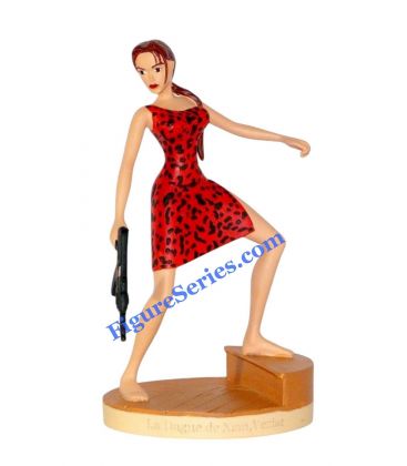 Figurine TOMB RAIDER en résine LARA CROFT en robe rouge sexy